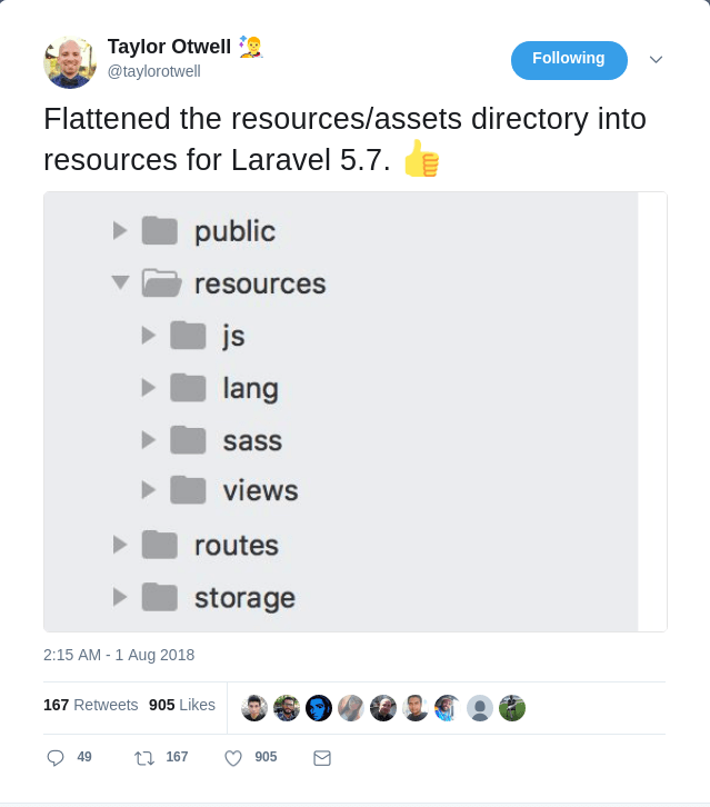laravel 5.7 resources directory