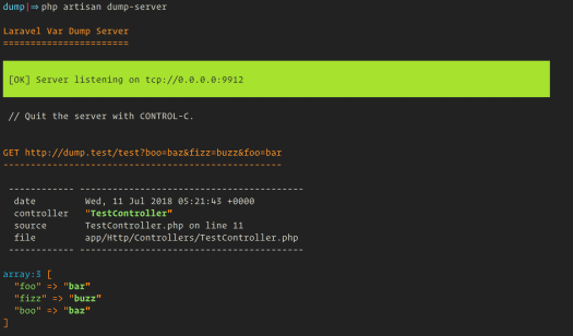 laravel dump server