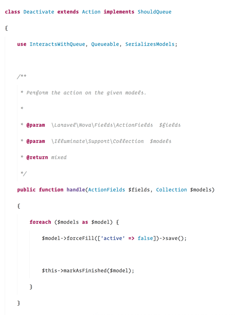 laravel nova actions