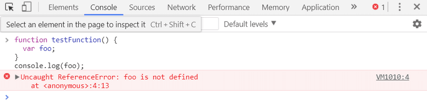 common javascript error